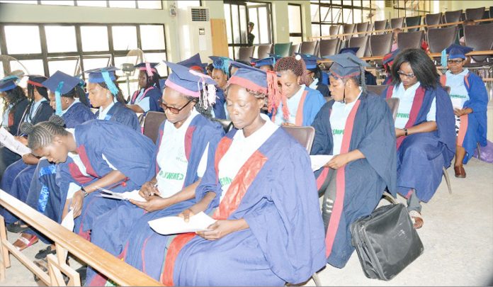 Graduating trainees at the completion of a capacity building, empowerment in agriculture and other value chains for women and youths in the Niger Delta region organized by the Ministry of Niger Delta Affairs, at The Polytechnic Ibadan recently.