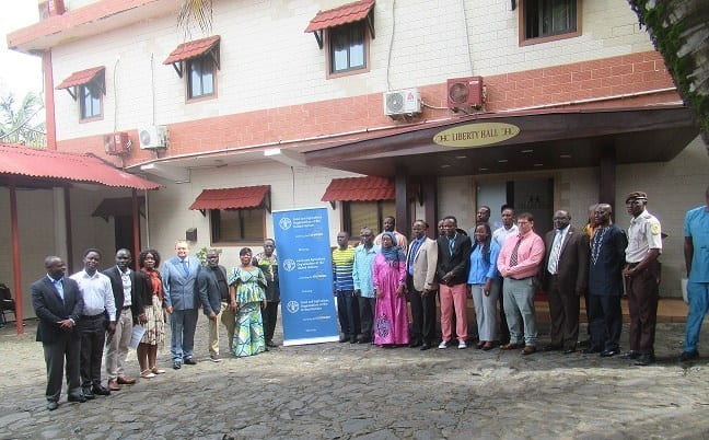Liberia: Representatives from NaFAA, FAO, and LAFA posed for a photo (Credit: George A. Harris)