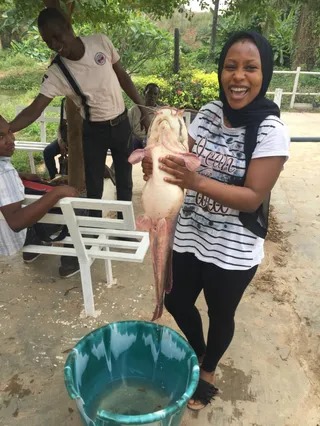 Nigeria - Funke Olatunde with catfish